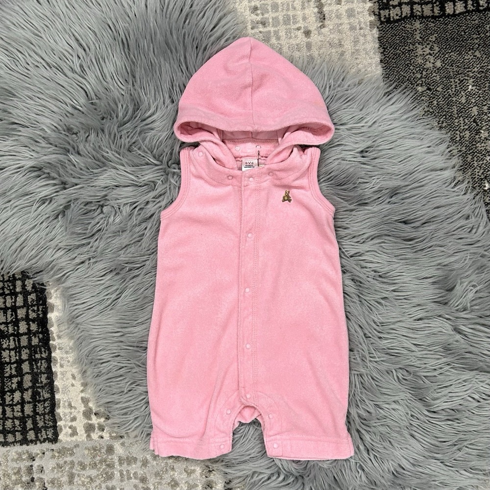 GAP Baby Girls Pink‎ Terry Cloth Romper W/Removable Hooded 3-6 Month NWT